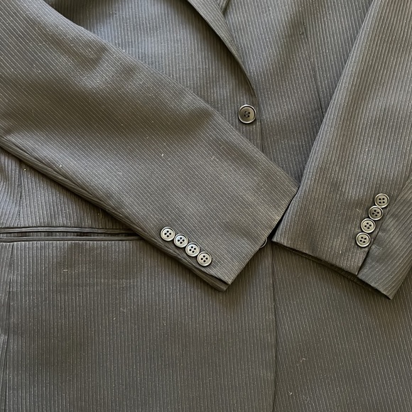 Mens suit blazer jacket black pin stripe detail 40 short wool - Picture 3 of 9